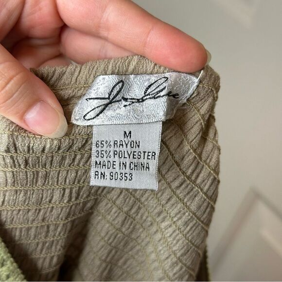 Y2K J.Lee Tan Khaki Green Floral Lace Striped Pleated Maxi Skirt Sz M Fairycore - Picture 7 of 8